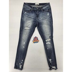 BKE Payton Jeans Womens 31 Mid Rise Skinny Dark Wash Distressed Stretch Buckle
